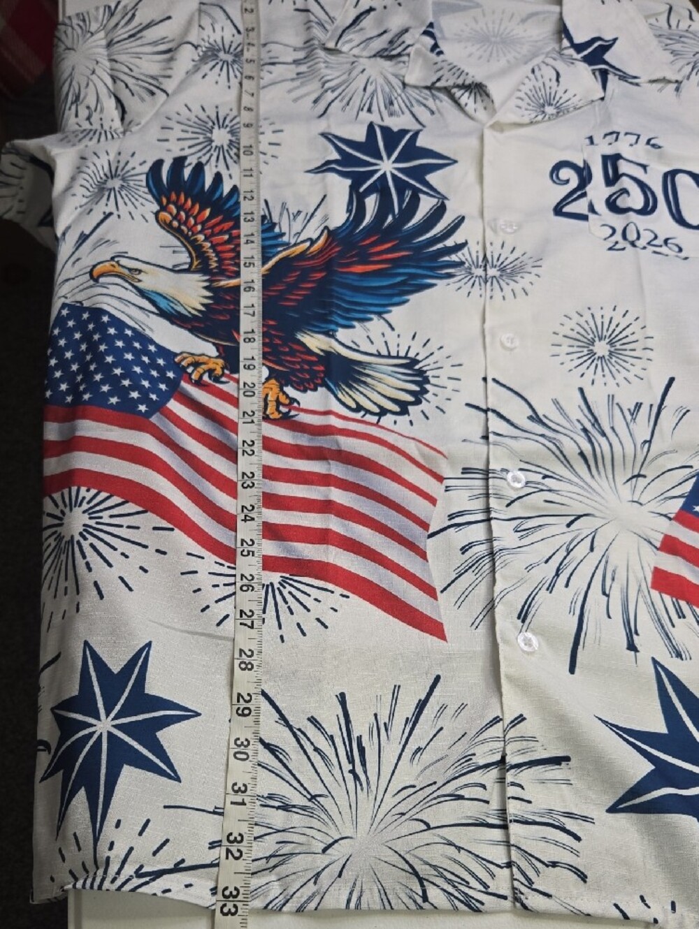 4th of July Patriotic American Eagle Hawaiian Shirt NWOT Mens Size 2XL - Picture 4 of 7